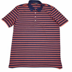 RLX Ralph Lauren Polo Shirt Blue Orange Striped Mens Size Large Stretch Golf